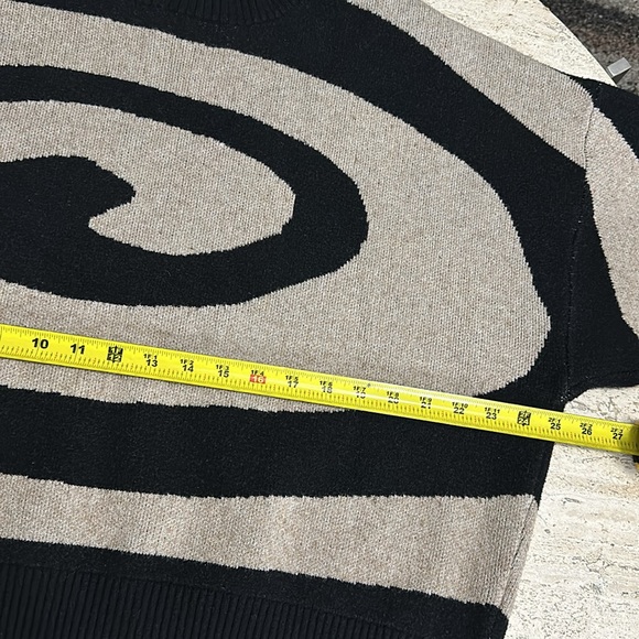 ONE TEASPOON BLACK SWIRL VORTEX JUMPER SWEATER Black &Tan with Thumb holes Sz XL - Picture 10 of 14